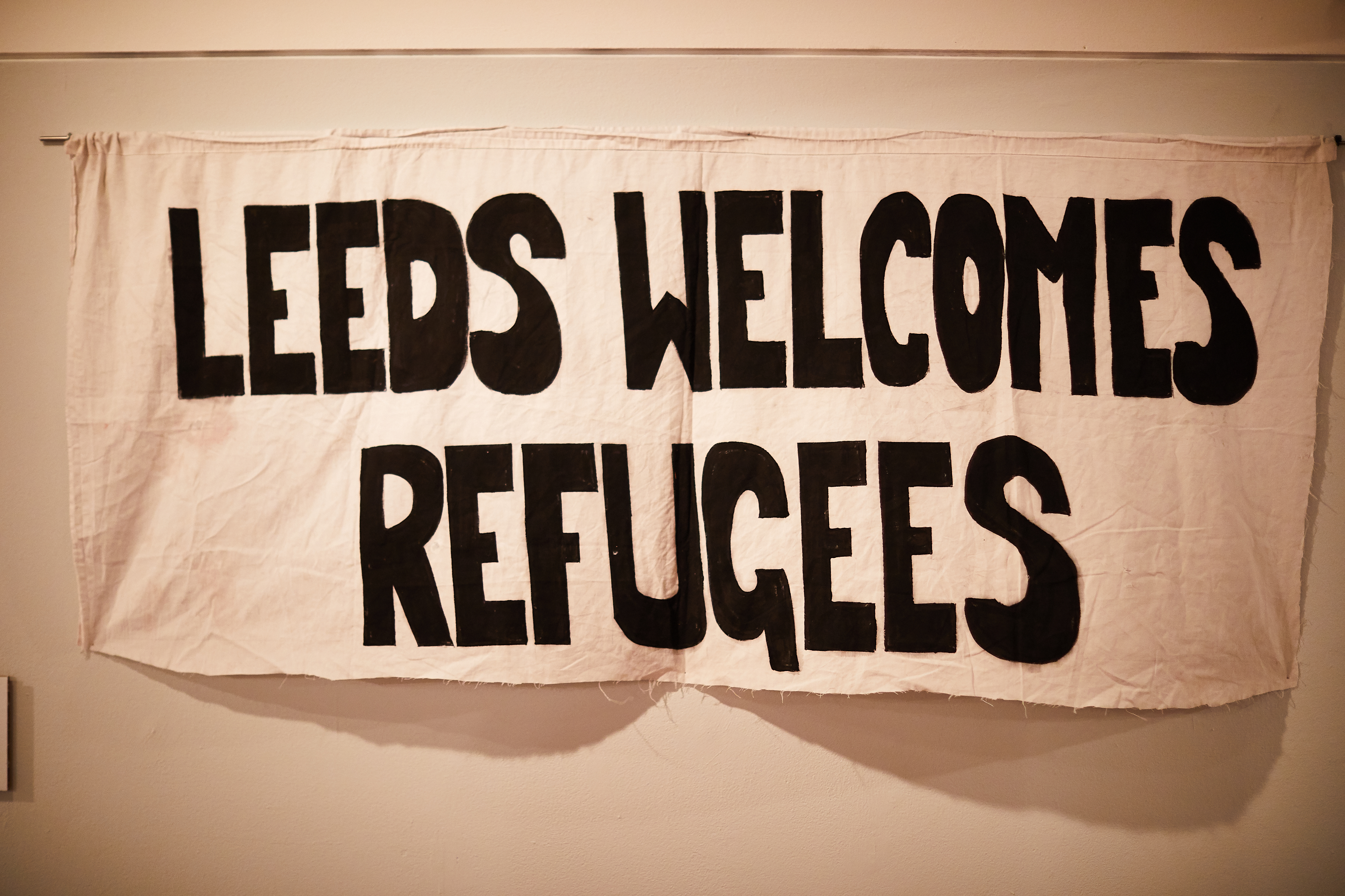 Leeds Welcomes Refugees Banner Used in 2016 at Leeds Rhinos Game