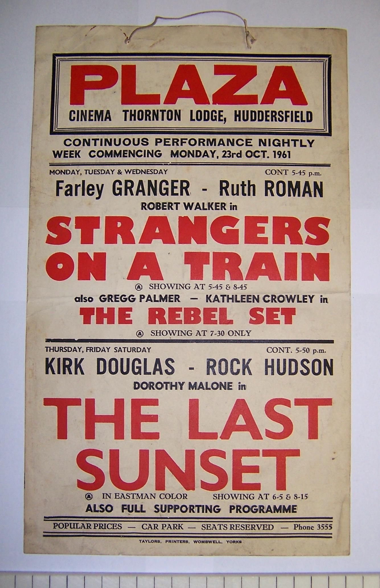 Plaza Cinema Poster, 1961