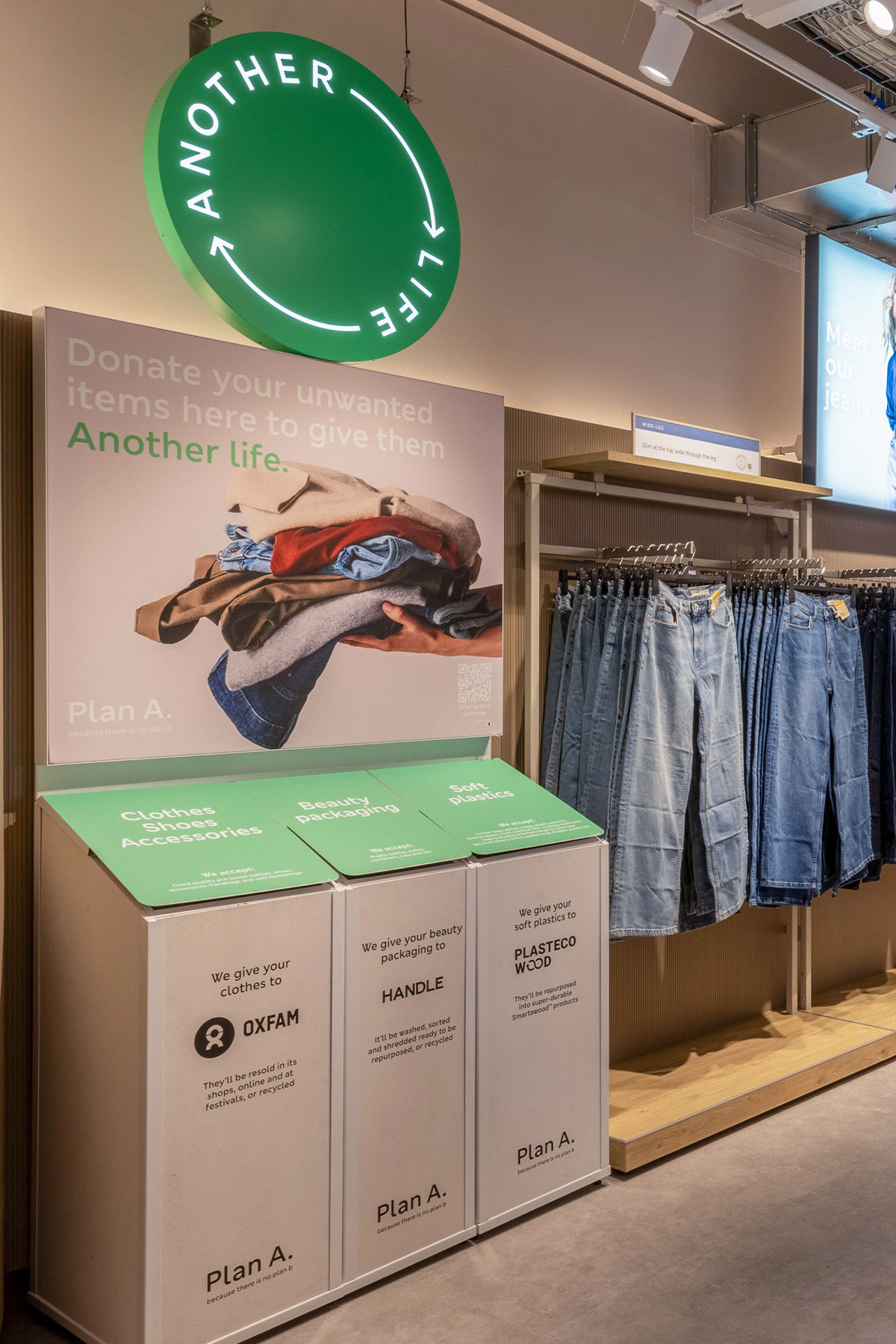 Clothes donation point in an M&S store