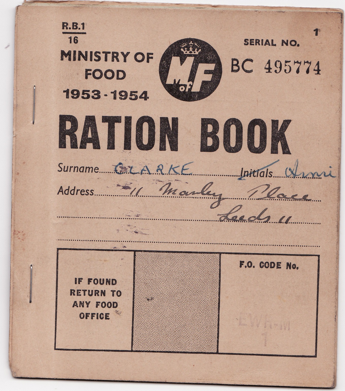 Ration Book 1950s