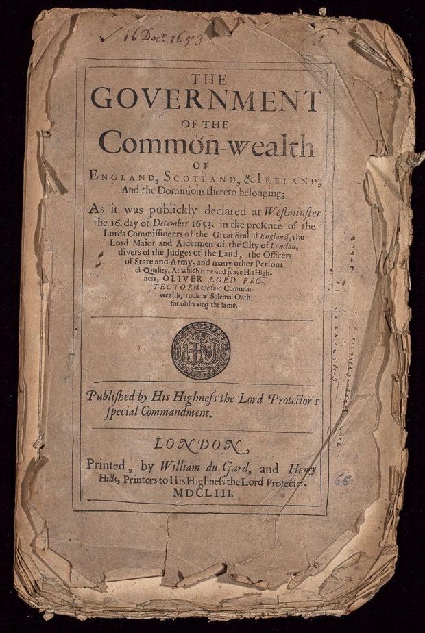 The Instrument of Government, the first ever written constitution adopted by a modern state