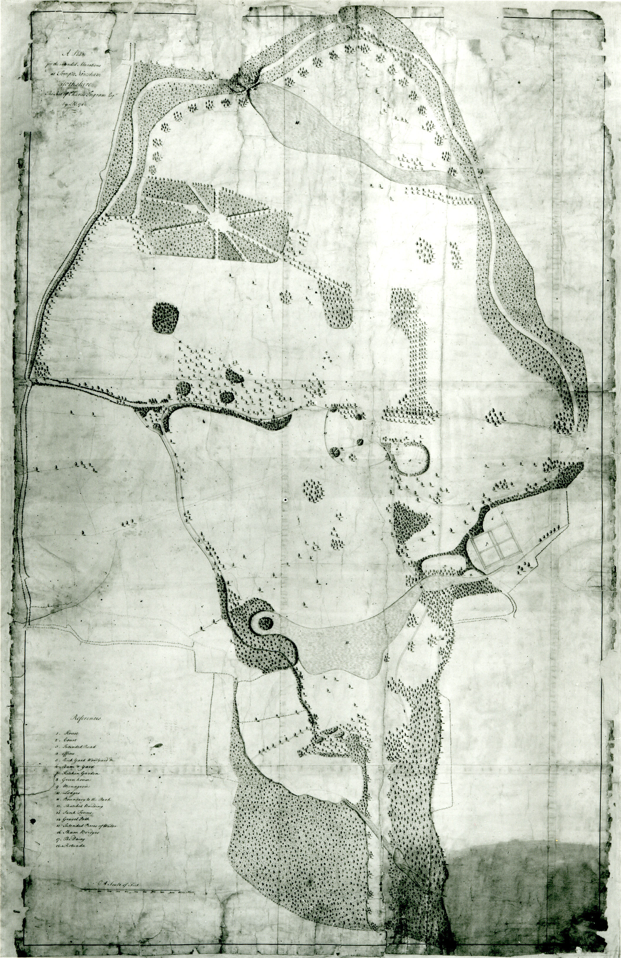 Drawing of the layout planned by Capability Brown for the grounds of Temple Newsam