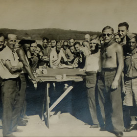 POWs Gathering Outdoors