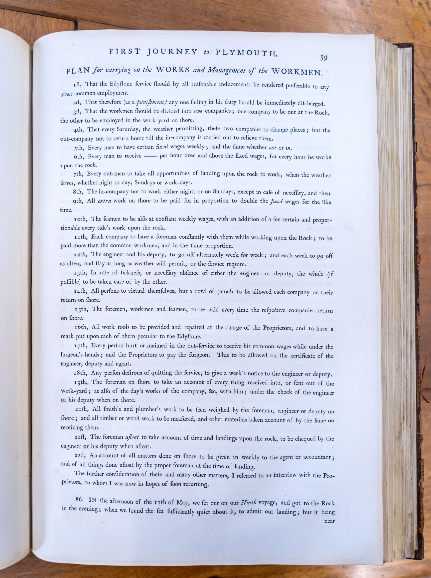 A page from a printed book outlining the management of workmen