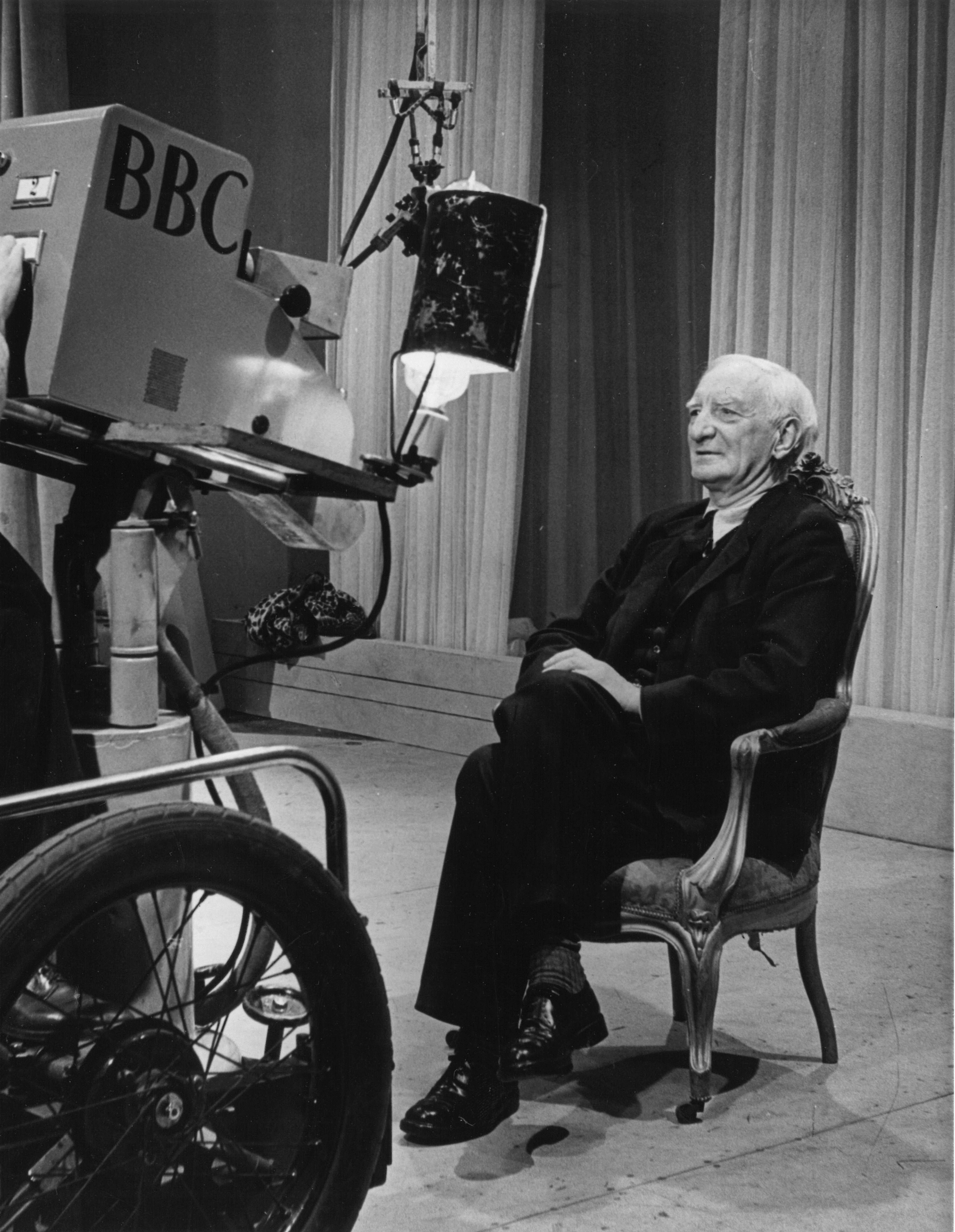 William Beveridge in front of a BBC camera, 1937