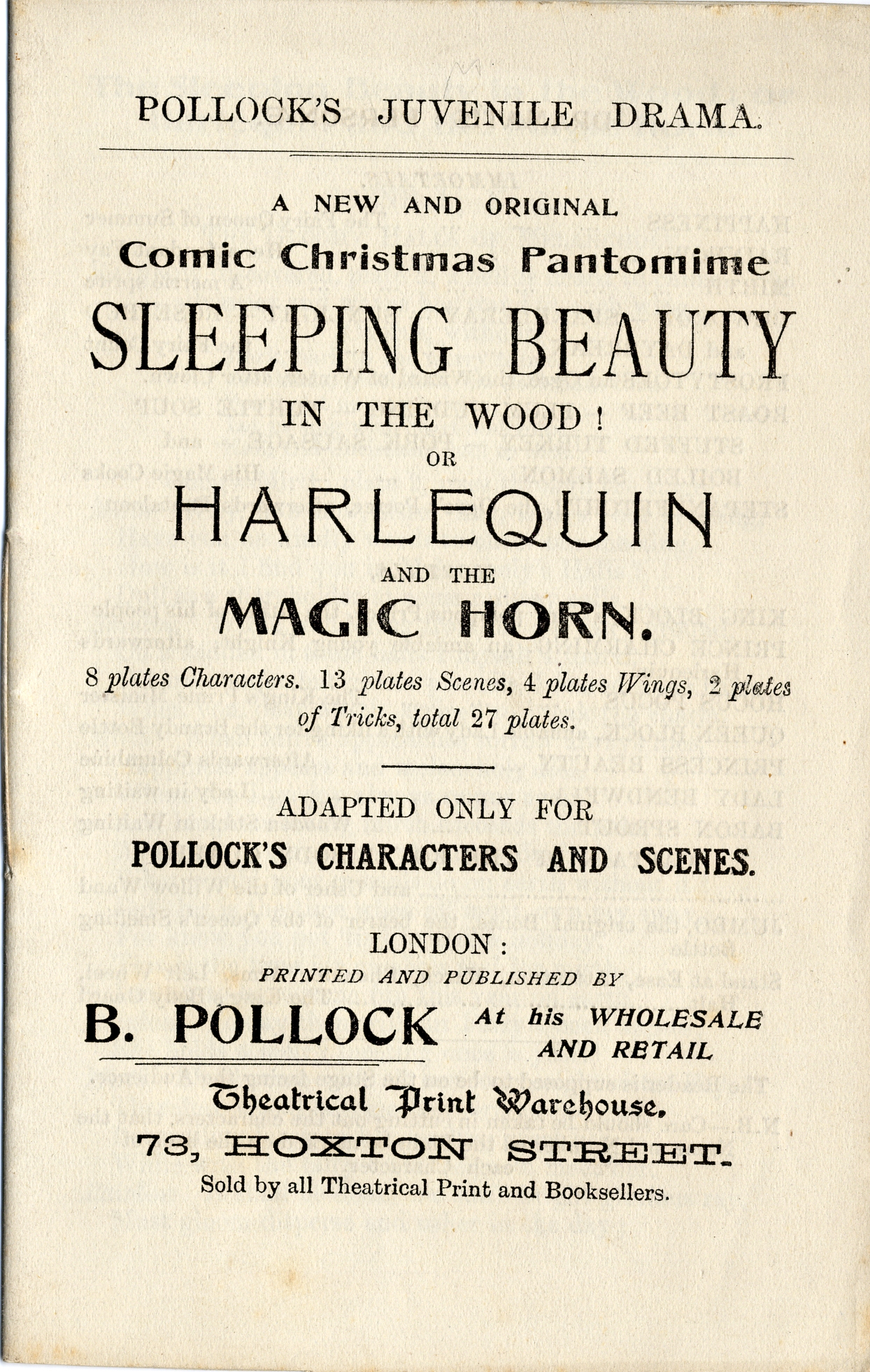 Script for 'Sleeping Beauty in the wood!' or 'Harlequin and the Magic Horn'.