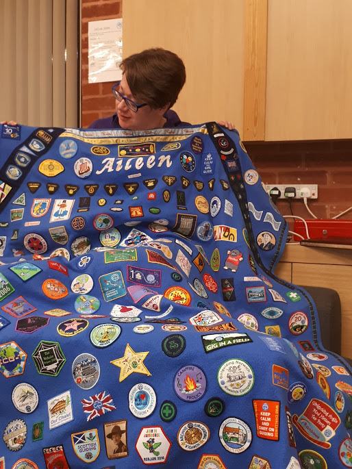Blanket With Girl Guide Badges sewn on