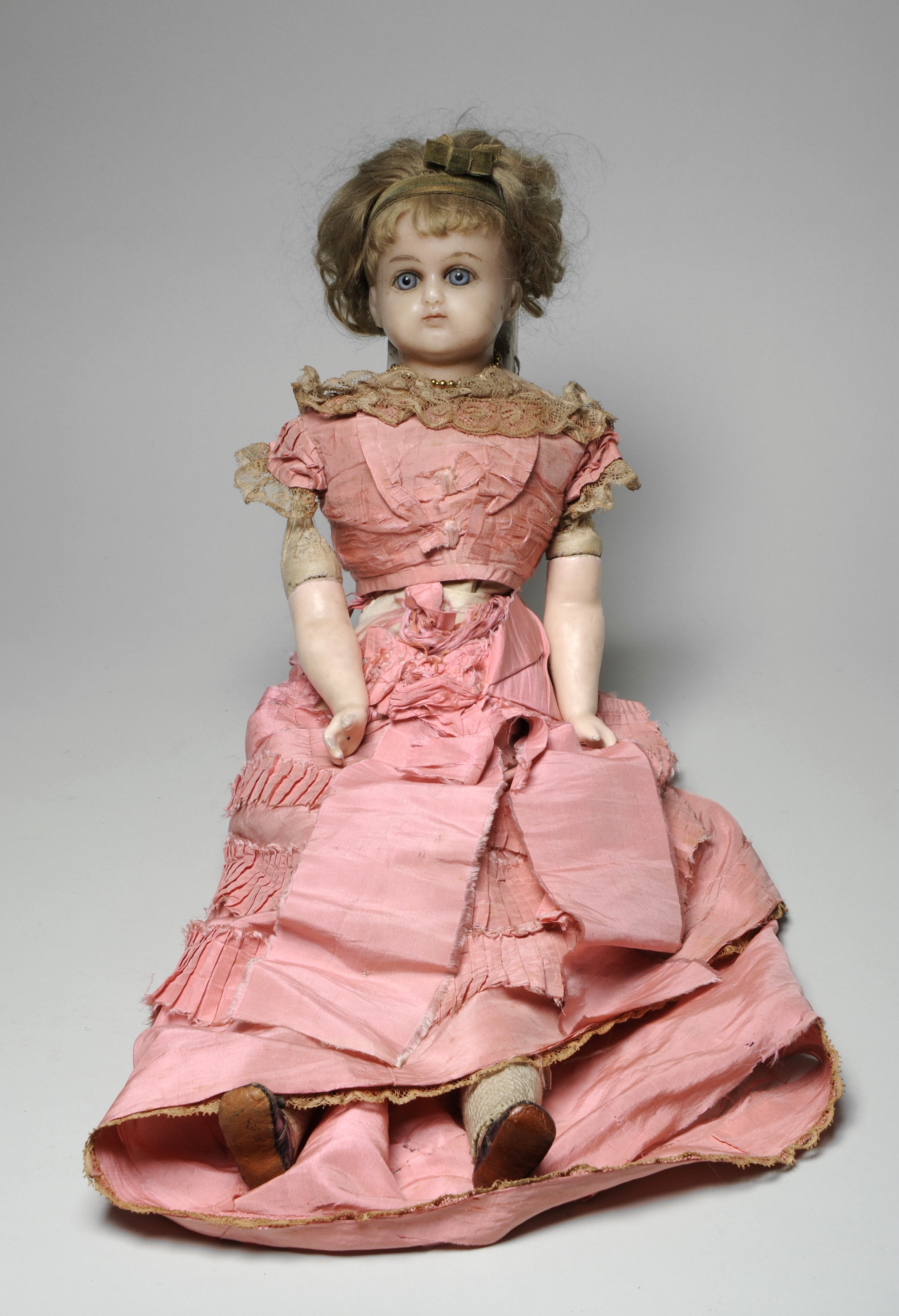 Victorian Wax Doll with pink dress