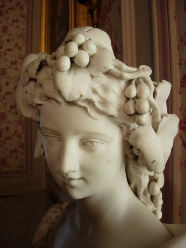 Head of a female figure sculpted from marble