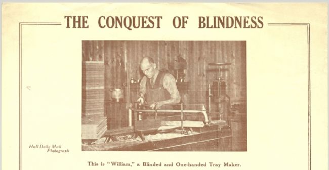 Section of a poster promoting the work of St Dunstan's (now Blind Veterans UK), a charity which supports and re-trains blinded ex-servicemen and women