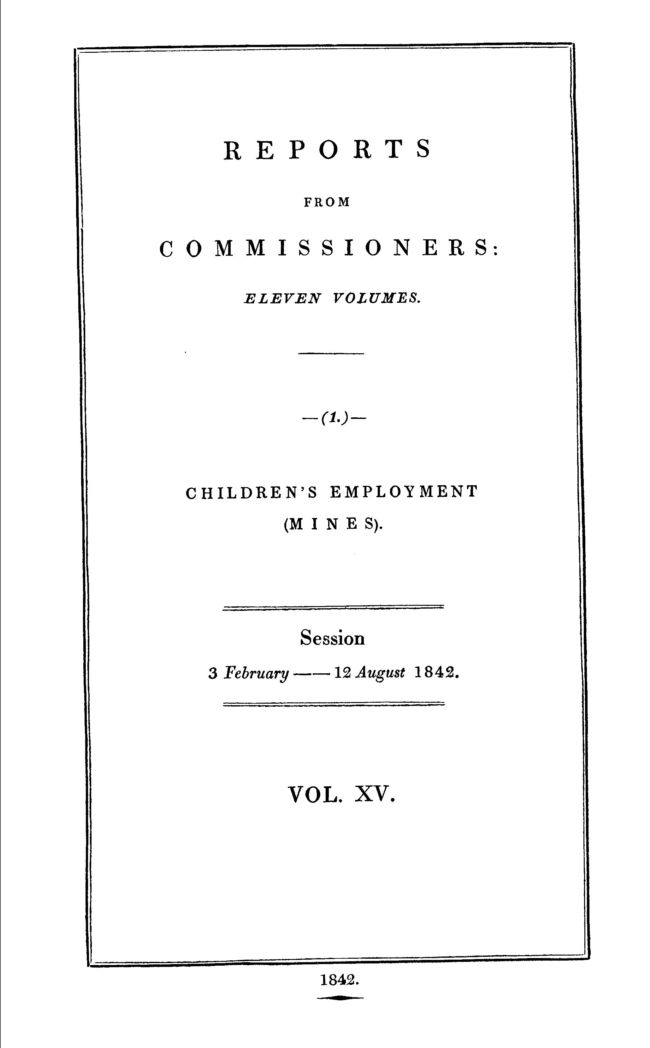 Cover of 1842 Royal Commission into Children's Employment (Mines) Report