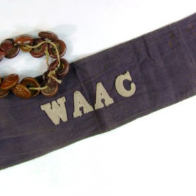 Women's Auxiliary Army Corps hand sewn armband and button bracelet