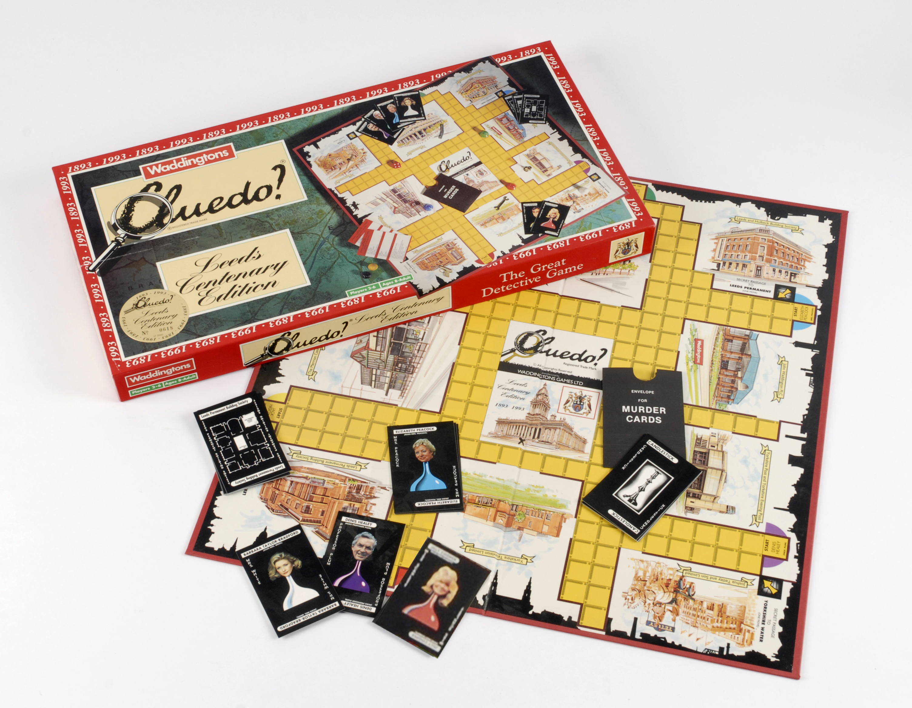 Leeds Cluedo featuring buildings and famous people from the city.