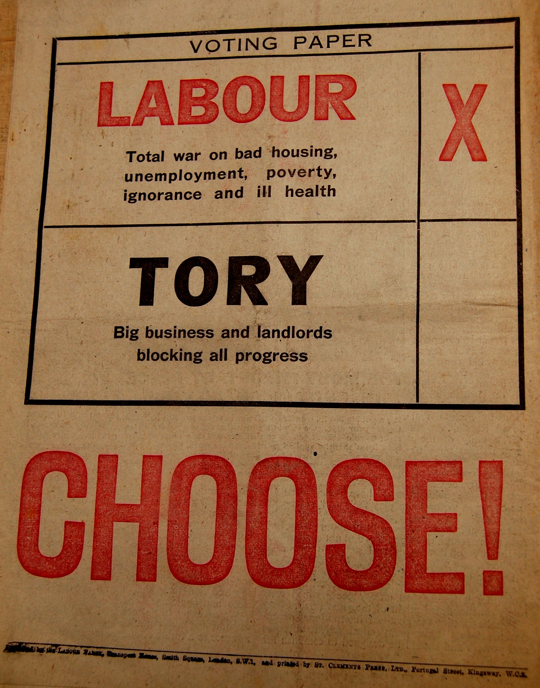 Labour Party Campaign Leaflet, General Election, 1945