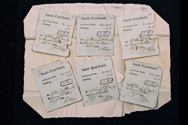 Six receipts for coal from Leeds Coal-Staith