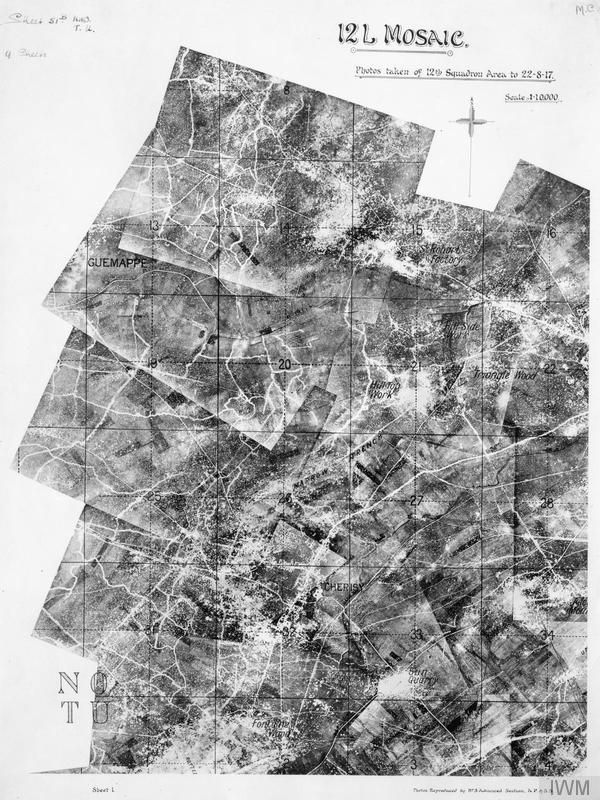 Mosaic of aerial photographs of the trenches taken during the First World War