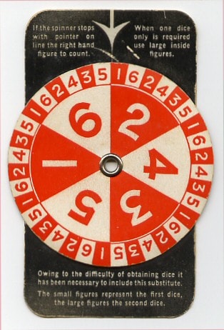 Card Monopoly spinner used instead of a dice