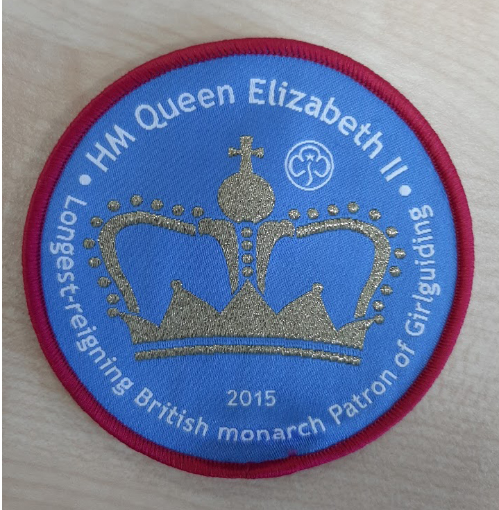 Girl Guiding Badge commemorating HRH Queen Elizabeth as the longest reigning monarch in 2015