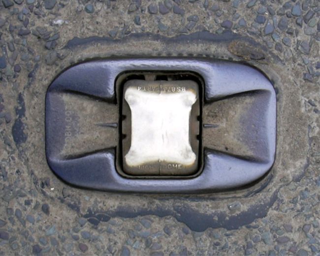 Close up of a Catseye designed by Percy Shaw in 1934