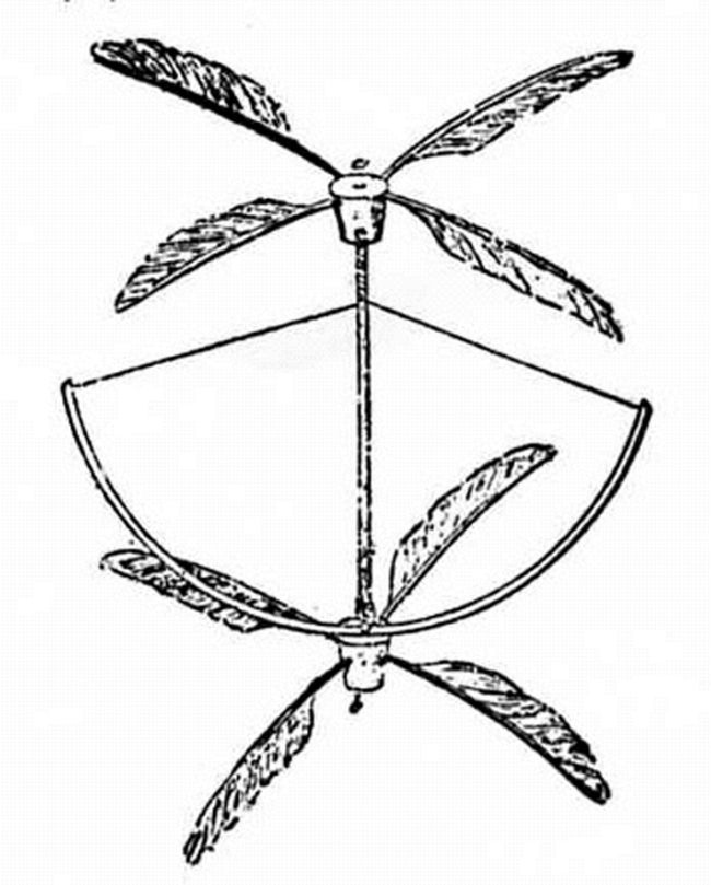 Cayley's model helicopter design drawing