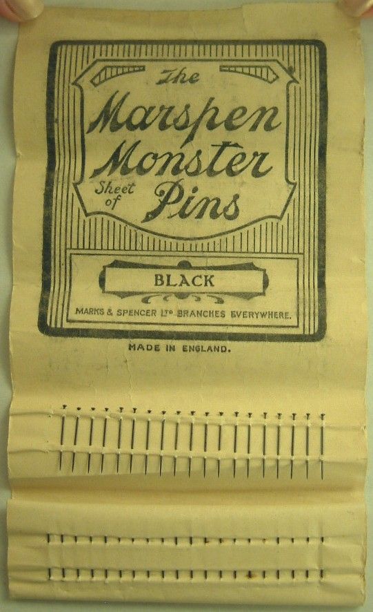 Sheet of 'Marspen Monster' pins sold by Marks & Spencer in WW1