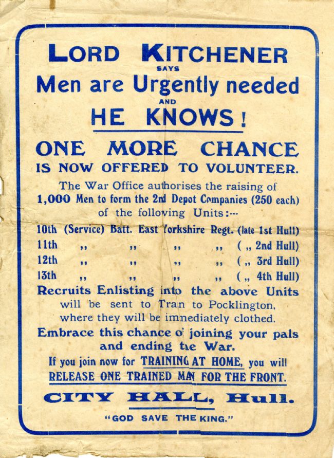 East Yorkshire Regiment Recruitment Poster, 1914