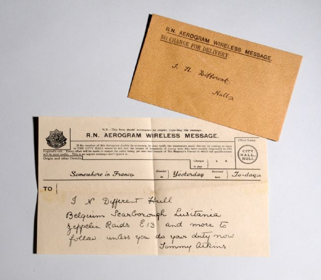 Fake aerogram sent to 'I N Different, Hull'