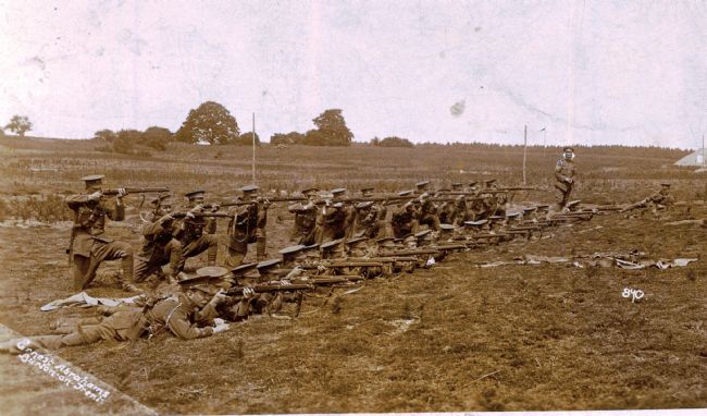 East Riding Yeomanry men practising shooting on rifle range