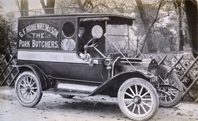 Photograph of G F Hohenrein & Sons' delivery van during WW1 in Hull