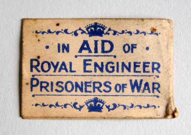 Reverse of WW1 charity flag with the Royal Engineers badge and motto