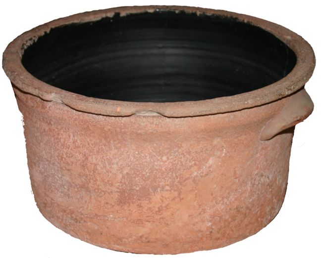 Large brown earthenware bowl