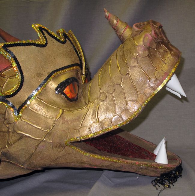 This carnival dragon’s head, part of the Artemis collection, was made by Sheila Howarth for the Leeds West Indian Carnival parade