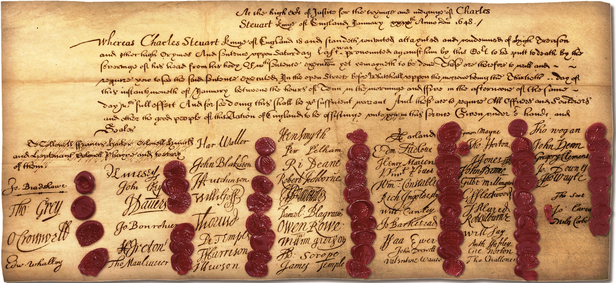 Charles I's Death Warrant signed by Oliver Cromwell