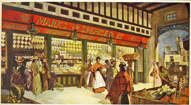 Van Jones painting of M&S Penny Bazaar, Grainger Market