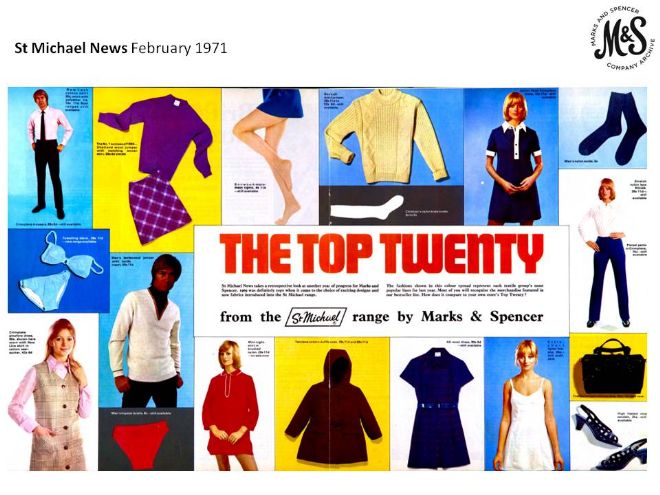 1970s fashion spread from St Michael News, February 1971