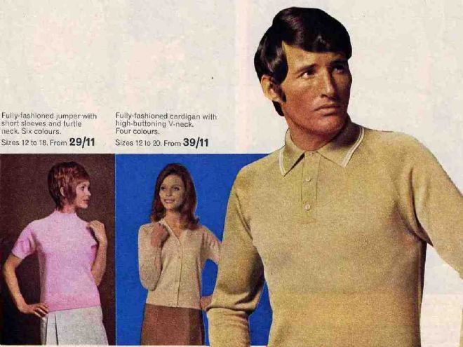 M&S Tricel clothing advert showing a male model and two females
