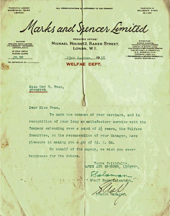 Letter from Flora Solomon to Miss May Ness