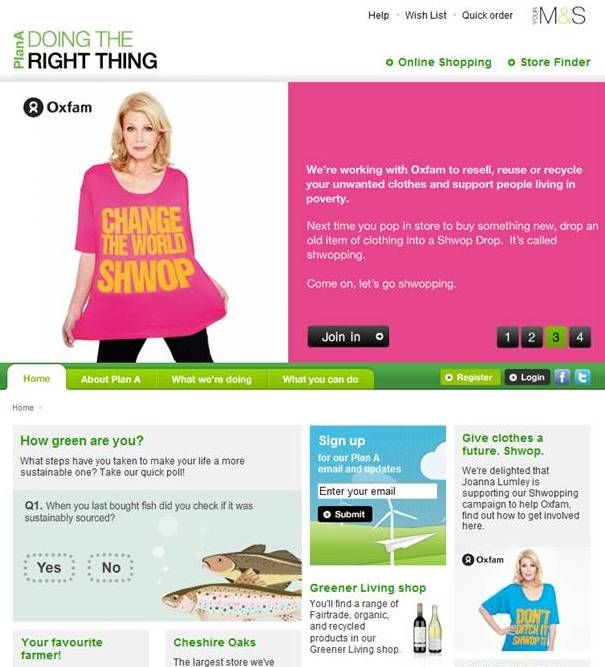 M&S Plan A Website screenshot