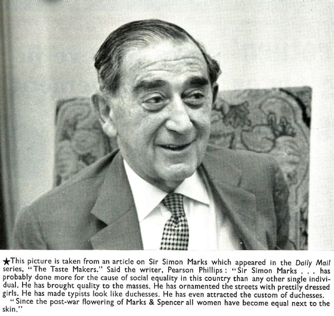 Cutting from St Michael News, December 1960, showing Sir Simon Marks