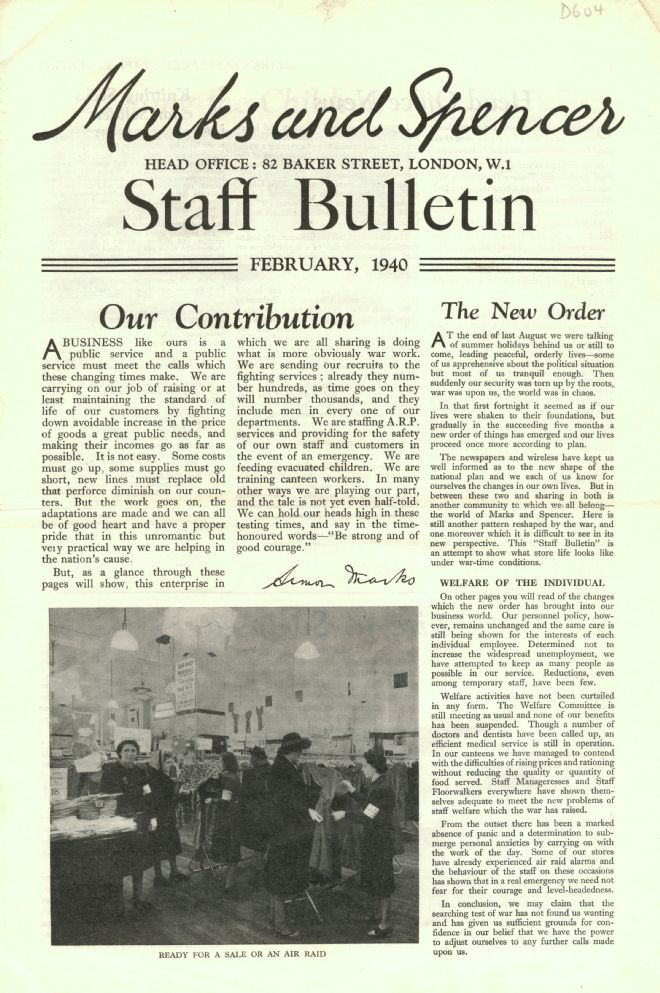 M&S Staff Bulletin, Feb 1940