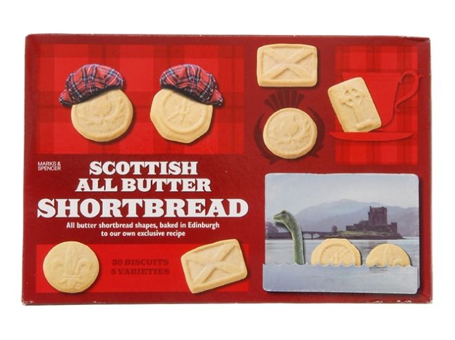 M&S biscuit package design for Scottish All Butter Shortbread