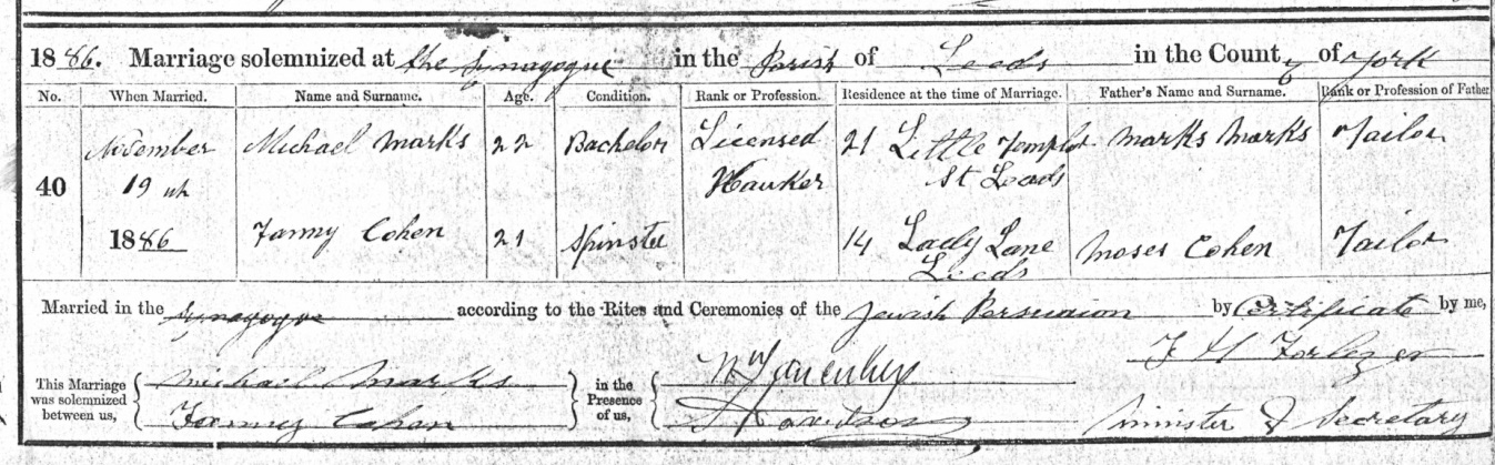 Black and white photo of a hand written marriage certificate
