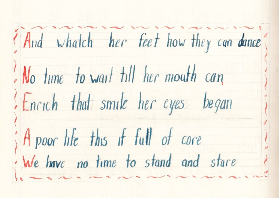 Annie Clarke's Handwritten version of Leisure by WE Davies