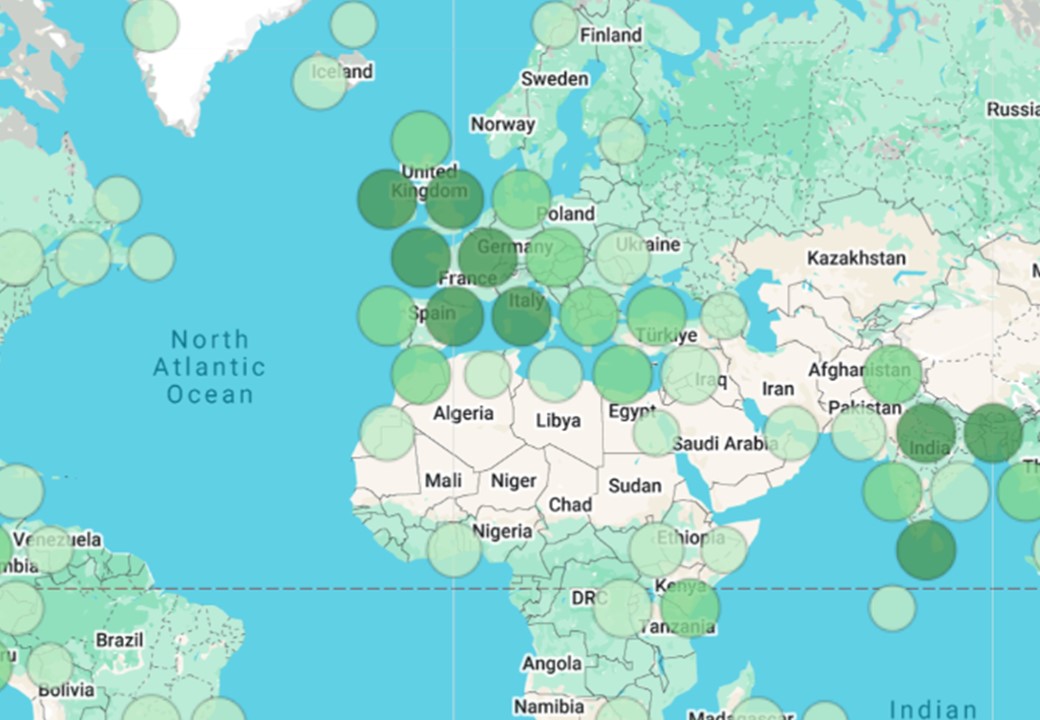 Map showing areas of the world that supply M&S