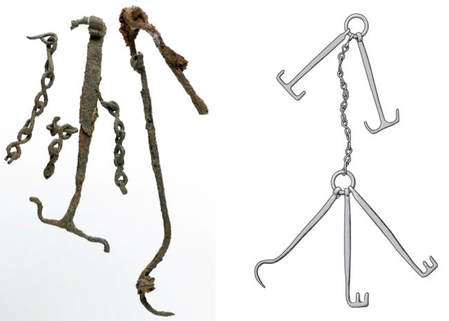 Excavated chatelaine and modern reconstruction
