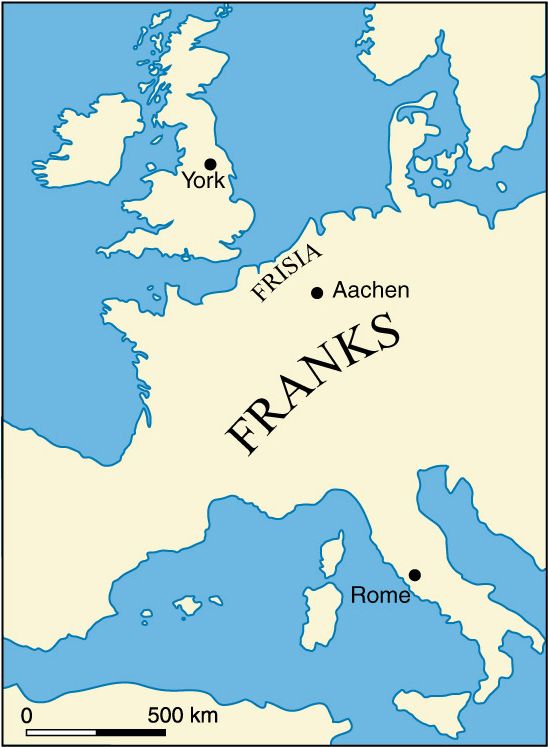 Map of Europe showing Frankish Empire