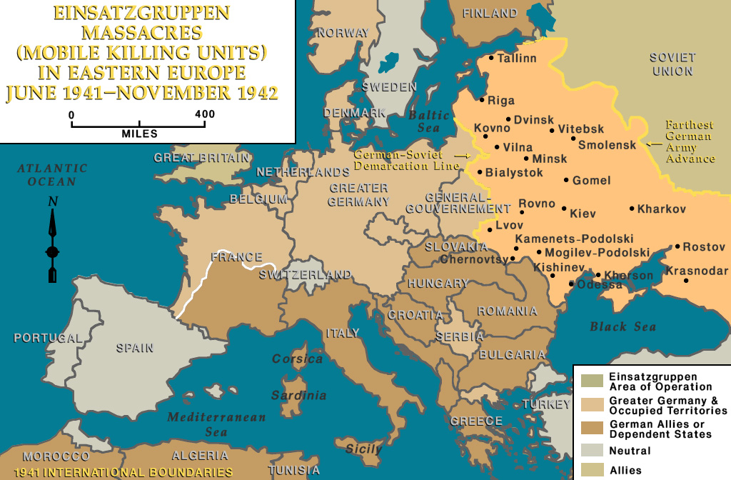 Map Showing Massacres in Eastern Europe 1941-42