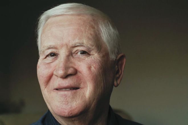 Elderly Polish Gentleman Edward at his Home in 2009.  He has white hair and is smiling