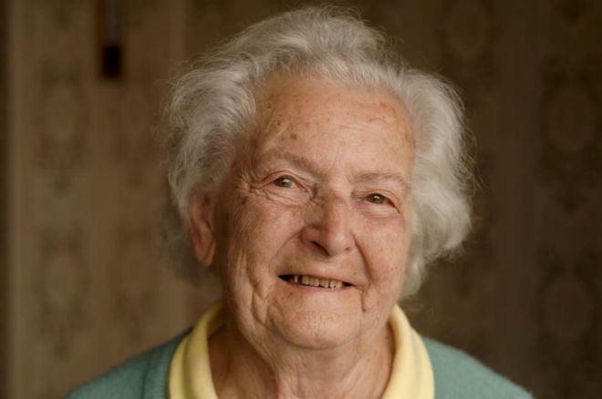 Elderly Polish lady Lola at her home in West Yorkshire, 2009