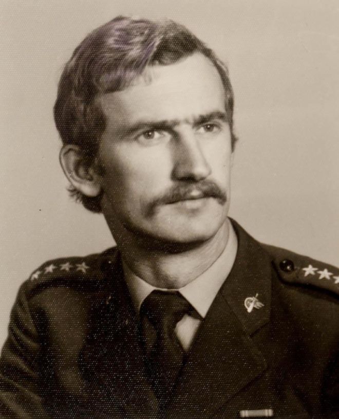 Young Polish man in his Polish Army uniform.  He has a moustache.